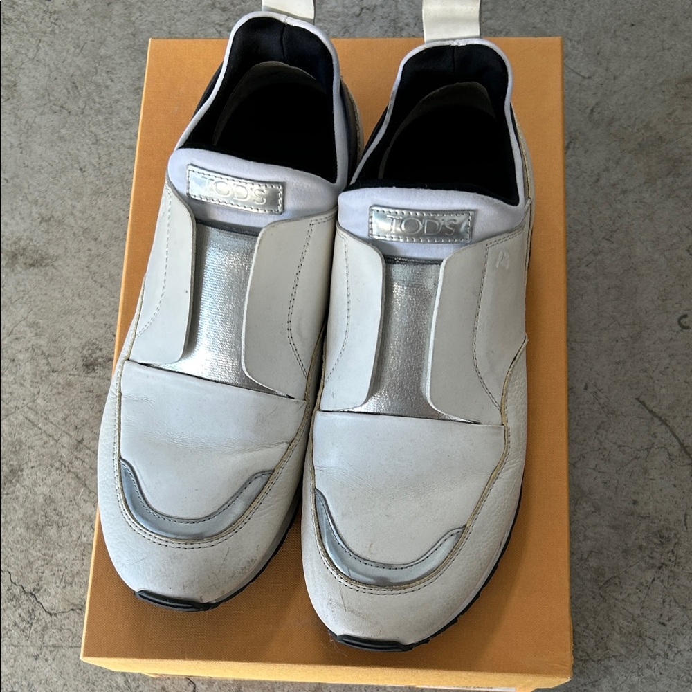 Tod's White and Silver Men's Sneakers